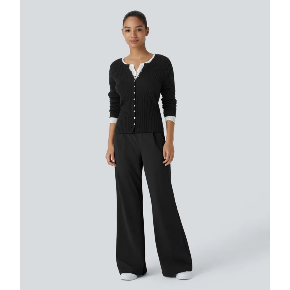 Halara Eegant Black Wide-Leg Women's Pants Tall - Picture 3 of 8